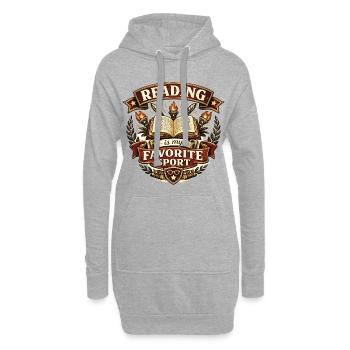 Reading is my favorite sport Vintage Wappen - Hoodie-Kleid - Grau meliert - Vorne