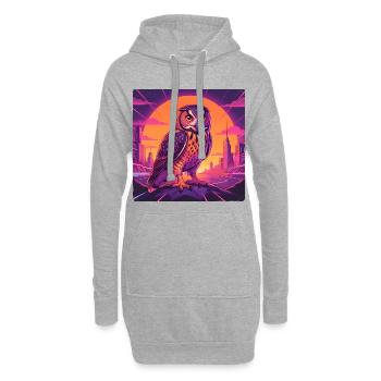Des chouettes néon sous la lumière de la ville cyberpunk - Sweat-shirt à capuche long Femme - gris chiné - Devant