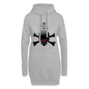 Reste calme ou meurs, Crâne noir - Sweat-shirt à capuche long Femme - gris chiné - Devant