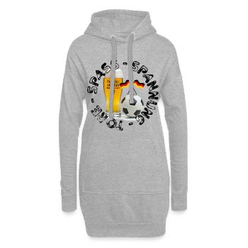 Fußball und Bier – Darum sind wir hier! Fan Shirt - Hoodie-Kleid - Grau meliert - Vorne
