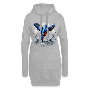 Eisvögler-Design - Hoodie-Kleid - Grau meliert - Vorne