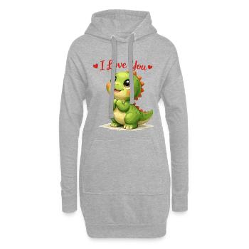 Un dino mignon regarde Maman : I Love You Design - Sweat-shirt à capuche long Femme - gris chiné - Devant