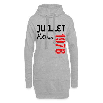 Juillet 1976 - 50e anniversaire - Sweat-shirt à capuche long Femme - gris chiné - Devant