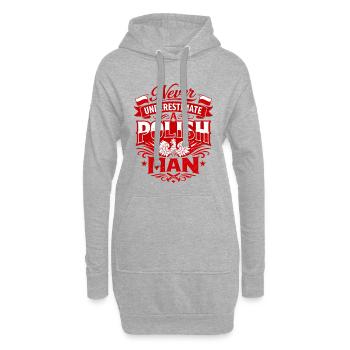 Ne jamais sous-estimer un Polonais – Polen Spruch - Sweat-shirt à capuche long Femme - gris chiné - Devant