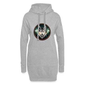 Geometrisches Wolf Mountain Forest Abzeichen-Design - Hoodie-Kleid - Grau meliert - Vorne