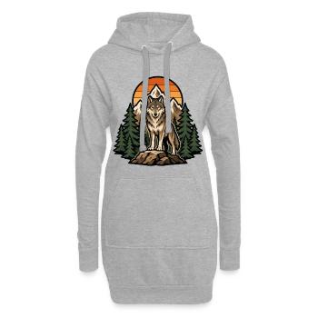 Majestätischer Wolf unter Sonnenuntergang - Hoodie-Kleid - Grau meliert - Vorne