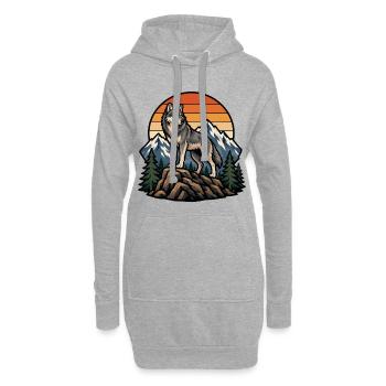 Majestätischer Wolf auf dem Berggipfel - Hoodie-Kleid - Grau meliert - Vorne