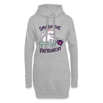  Feministische Katze - Smash the Patriarchy - Hoodie-Kleid - Grau meliert - Vorne