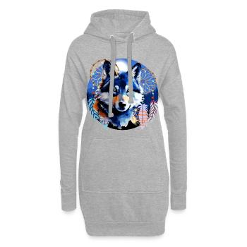 Wolf Spirit Traumfänger Native Mountain Design - Hoodie-Kleid - Grau meliert - Vorne