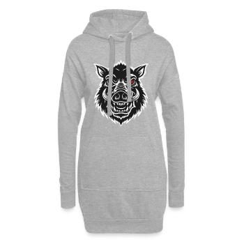 Sanglier Phacochère Mascotte Logo Sport Gaming - Sweat-shirt à capuche long Femme - gris chiné - Devant