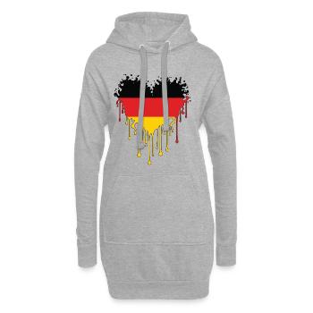 Cœur d’Allemagne – Meme du maillot d’amour de football - Sweat-shirt à capuche long Femme - gris chiné - Devant