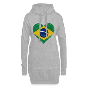 Brasilien Flagge Herz - Hoodie-Kleid - Grau meliert - Vorne