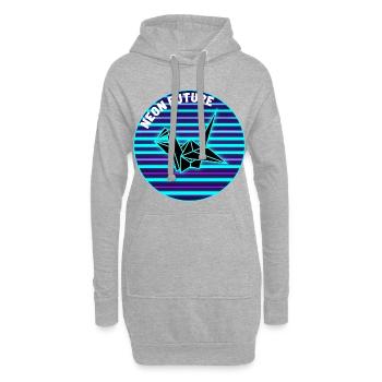 Origami Kranich (Retro Neon Cyberpunk) - Hoodie-Kleid - Grau meliert - Vorne