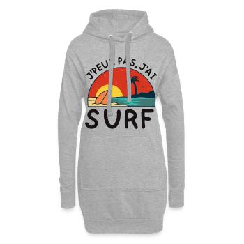 Surf au coucher de soleil palmier - Sweat-shirt à capuche long Femme - gris chiné - Devant