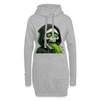 Skelett Grüner Schleim - Hoodie-Kleid - Grau meliert - Vorne