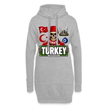 SkullCostume Édition Mondiale : Turquie - Sweat-shirt à capuche long Femme - gris chiné - Devant
