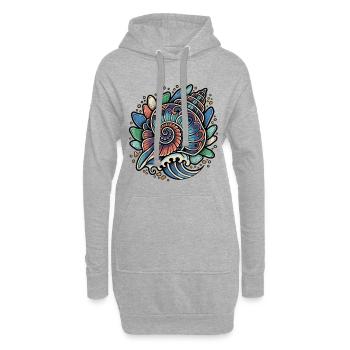 Nautilus Shell Spiral Ocean Wave Retro - Hoodie-Kleid - Grau meliert - Vorne
