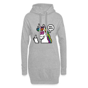 Regenbogen Unicorn Mittelfinger - Hoodie-Kleid - Grau meliert - Vorne