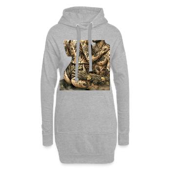 Mystical Weave: Botanische Illustration - Hoodie-Kleid - Grau meliert - Vorne