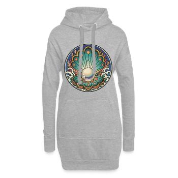 Coquillage Perle Ocean Moule Retro Tatouage - Sweat-shirt à capuche long Femme - gris chiné - Devant