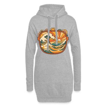 Groovy Japan Welle Retro Vintage - Hoodie-Kleid - Grau meliert - Vorne