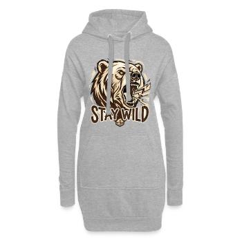 Stay Wild Bear Streetwear Grunge - Sweat-shirt à capuche long Femme - gris chiné - Devant