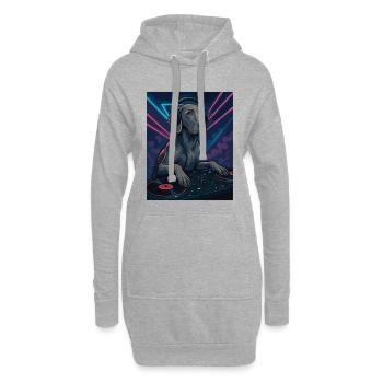 Weimaraner DJ: Eleganter Hund im Nachtclub - Hoodie-Kleid - Grau meliert - Vorne