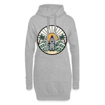 Surfboard Palm Trees Waves Ocean Badge Retro - Hoodie Dress - heather grey - Front