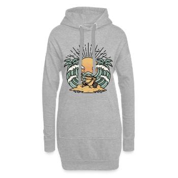 Bucket Shovel Strand Wellen Palmen Sonne Retro - Hoodie-Kleid - Grau meliert - Vorne