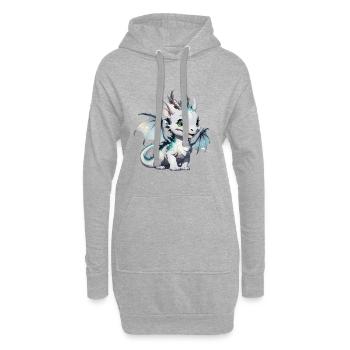 Petit Dragon mignon / Bébé Dragon - Sweat-shirt à capuche long Femme - gris chiné - Devant