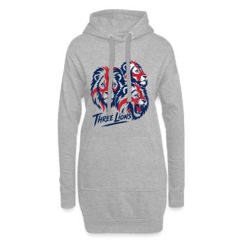 Drei Löwen im Rot Blau Weiß Fußball Mannschaft  - Hoodie-Kleid - Grau meliert - Vorne