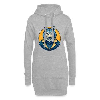 Logo clipart de dessin animé mascotte Arctic Wolf Kawaii - Sweat-shirt à capuche long Femme - gris chiné - Devant