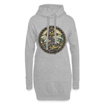 Anchor Navy Octopus Kraken Waves Retro-Abzeichen - Hoodie-Kleid - Grau meliert - Vorne