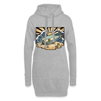 Bottle Message Ocean Sun Waves Retro - Hoodie-Kleid - Grau meliert - Vorne