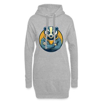Badger Kawaii Mascotte Cartoon Clipart Logo Badge - Sweat-shirt à capuche long Femme - gris chiné - Devant