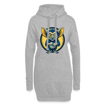 Aye Aye Kawaii Mascotte Cartoon Clipart Logo Badge - Sweat-shirt à capuche long Femme - gris chiné - Devant