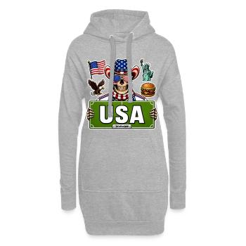 SkullCostume Édition mondiale : USA - Sweat-shirt à capuche long Femme - gris chiné - Devant