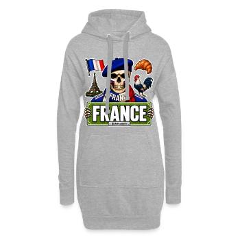 SkullCostume Édition Mondiale : France - Sweat-shirt à capuche long Femme - gris chiné - Devant