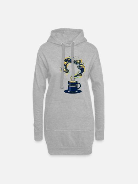 Galaktischer Kaffee Weltall Weltraum - Hoodie-Kleid - Grau meliert