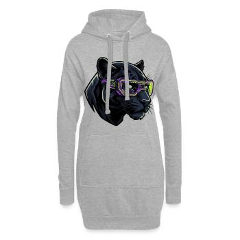 Futuristischer Panther Neon Streetwear - Hoodie-Kleid - Grau meliert - Vorne