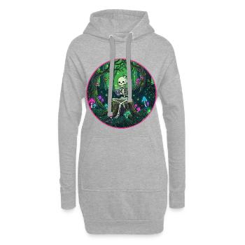 Forêt de champignons squelettes rétro gaming - Sweat-shirt à capuche long Femme - gris chiné - Devant