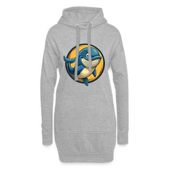 Blauwal-Kawaii-Maskottchen Cartoon-Clipart-Logo - Hoodie-Kleid - Grau meliert - Vorne