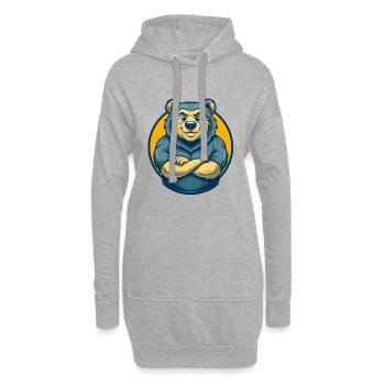 Mascotte Bear Kawaii Personnage de dessin animé Logo clipart - Sweat-shirt à capuche long Femme - gris chiné - Devant
