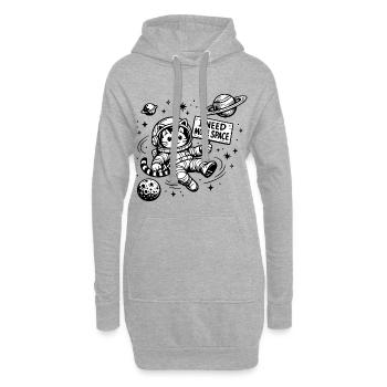 J’ai besoin de plus de liberté. Chat dans l’espace. - Sweat-shirt à capuche long Femme - gris chiné - Devant