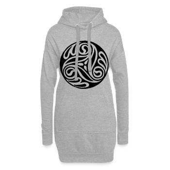 Spirale noire celte - Sweat-shirt à capuche long Femme - gris chiné - Devant