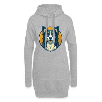 Border Collie Dog Kawaii Maskottchen Cartoon Clipart - Hoodie-Kleid - Grau meliert - Vorne