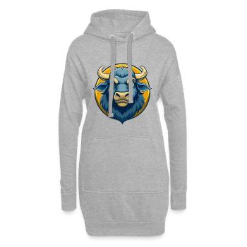 Buffalo Kawaii Maskottchen Cartoon Clipart Logo Abzeichen - Hoodie-Kleid - Grau meliert - Vorne