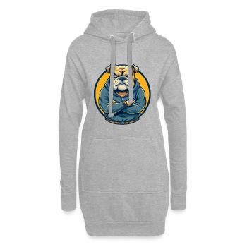 Bulldog Kawaii Maskottchen Cartoon Clipart Logo Abzeichen - Hoodie-Kleid - Grau meliert - Vorne