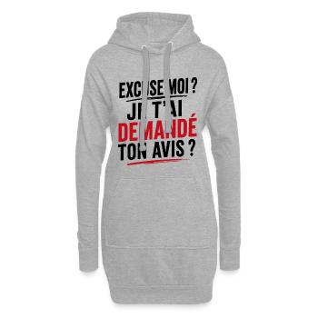 Wie bitte? Habe ich dich nach deiner Meinung gefragt? - Hoodie-Kleid - Grau meliert - Vorne