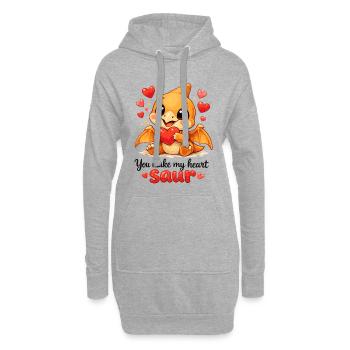 Cute Baby Dino Pterodactyl – Heart Saur Saying - Hoodie Dress - heather grey - Front